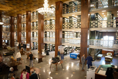 Photograph of bookstacks in historic State Library of Pennsylvania